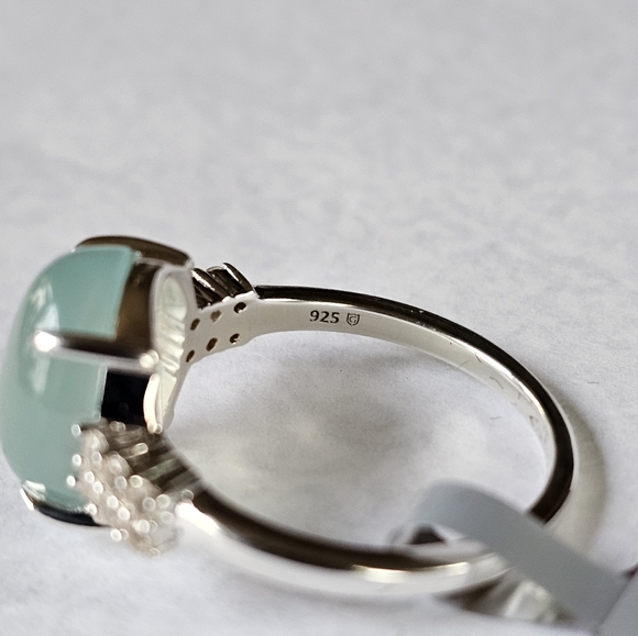 Genuine Aquaprase & White Zircon Ring in Sterling Silver Size 7! NWT - Picture 5 of 5